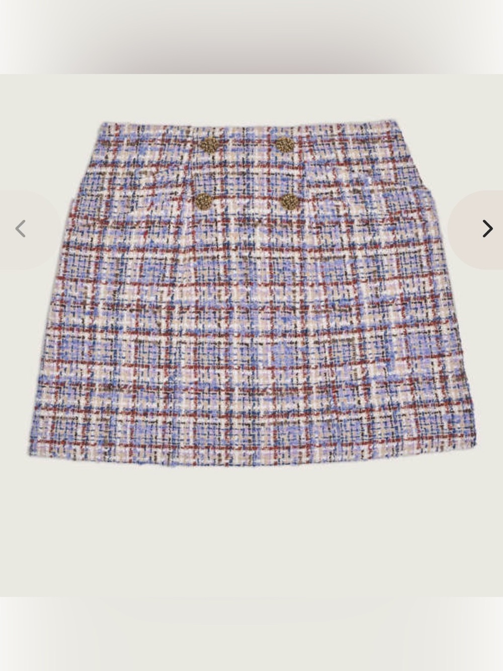 Ba&sh Texas Tweed Mini Skirt in a multicolor 40 woven design 1960s retro - Picture 4 of 14